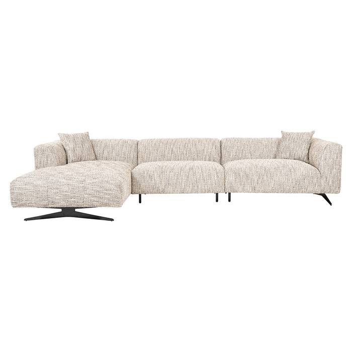Sofa Hoxton 3-Sitzer + Lounge links (Be Trendy 01 Nature) Das Sofa Hoxton 3-Sitzer + Lounge rechts (Be Trendy 01 Nature) präsentiert sich in einer Frontansicht als einladendes Möbelstück mit klaren Linien und modernem Design mit einem etwas hellerem farbton.