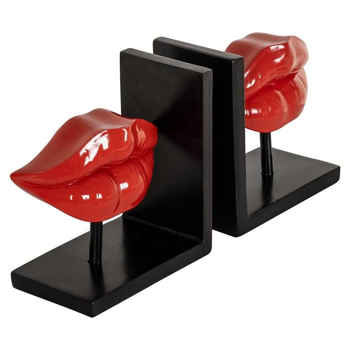 Richmond Decoration | Deko-Objekt Buechstaender Xia Deko-Objekt "Bücherständer Xia" von Richmond Decoration, aus Harz, rote Lippen auf einem Halter, modernes Design, außergewöhnlicher Blickfang für Bücherregale oder Tische.