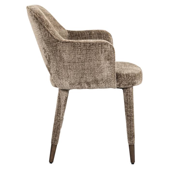 Esszimmerstuhl Donnatella (Niagara 104 Stone Chenille), seitlich aufgenommen. Modernes und elegantes Design