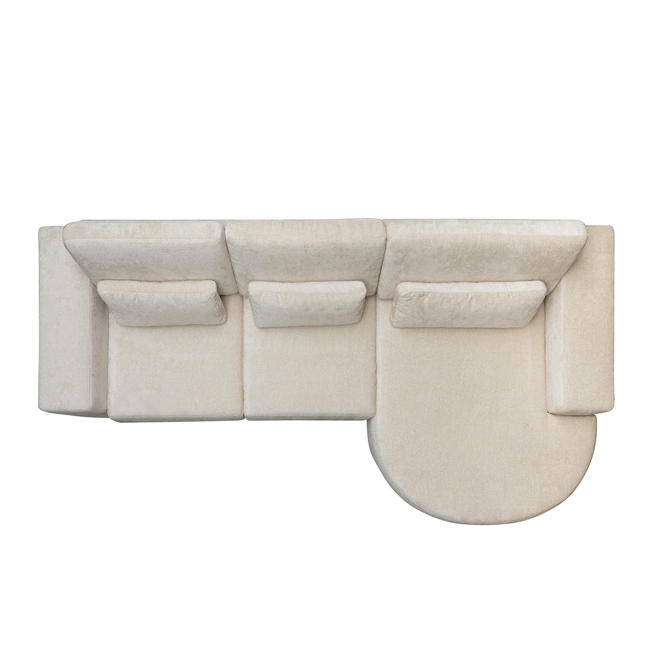 Sofa Felix 2,5-Sitzer mit Lounge rechts aus Chenille (weiß)