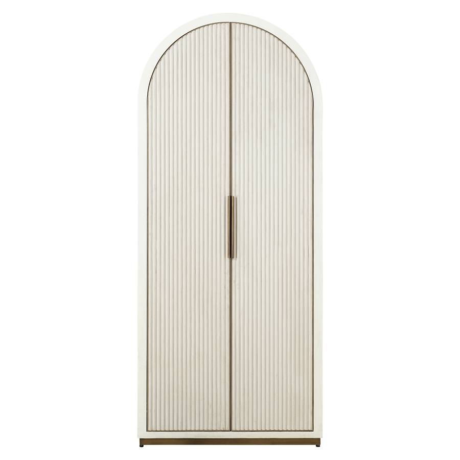 Schrank Tivoli mit gebogener Oberseite 2-tuerig (weiss) Das Bild zeigt den Schrank Tivoli mit gebogener Oberseite, 2-türig (weiß) von vorne.