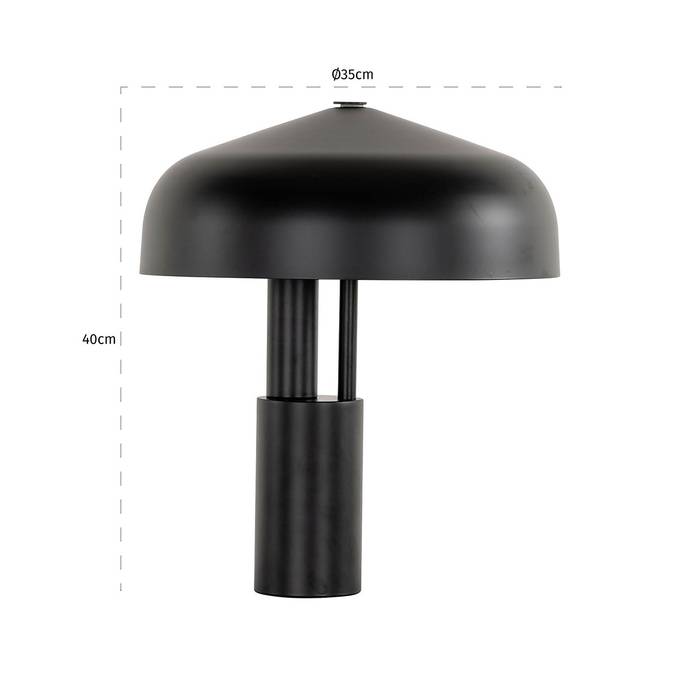 Schwarze Tischleuchte Linzy aus Eisen mit minimalistischem Design, ideal für moderne Räume.