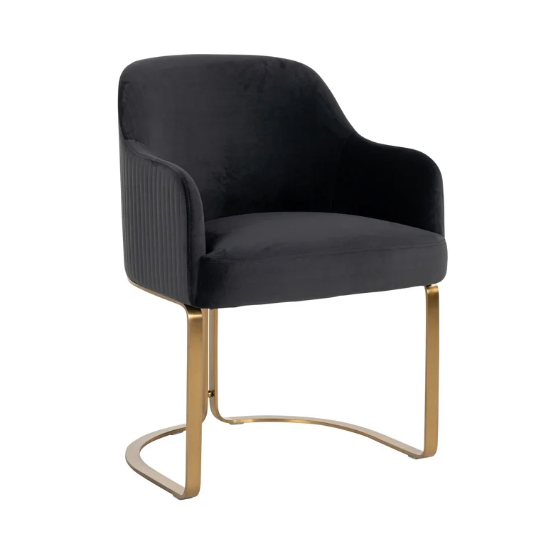 Stuhl Hadley aus Samt (anthrazit/gold)
