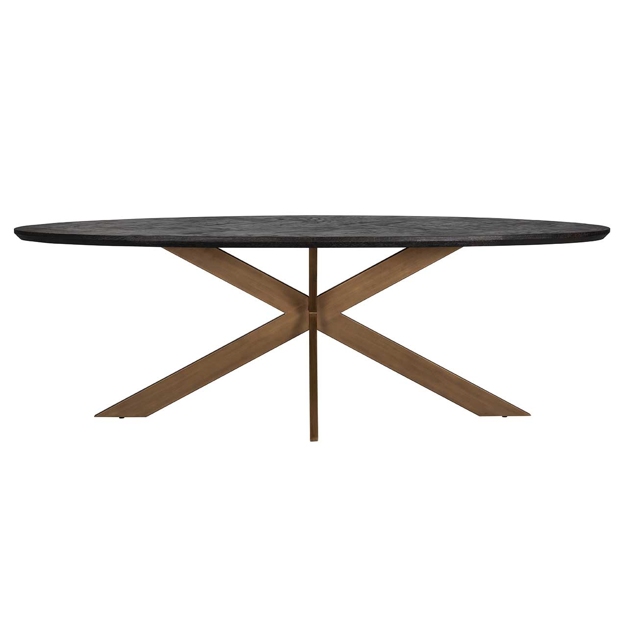 Blackbone (Brass) | Esstisch oval (schwarz rustikal) M