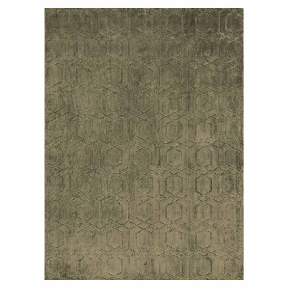 Teppich Liva 200x300 (olive) Gemusterter Teppich mit geometrischem Design in erdigen Tönen, möglicherweise grün oder braun.