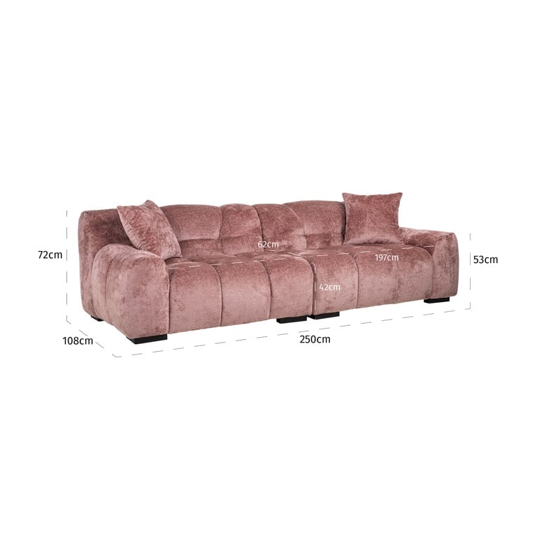 Sofa Charelle aus Chenille (rosé)