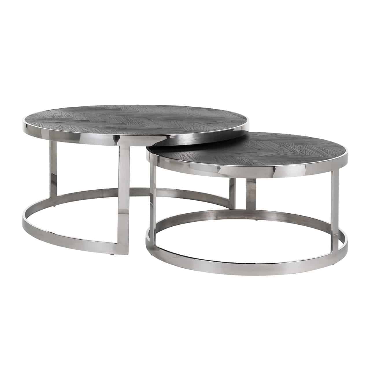Blackbone (Silver) | Couchtisch 2-er Set (schwarz rustikal)
