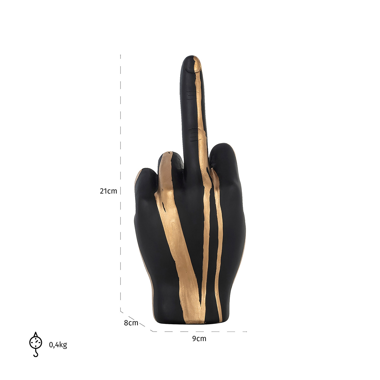Richmond Decoration | Deko-Objekt Hand digitus (schwarz/gold)