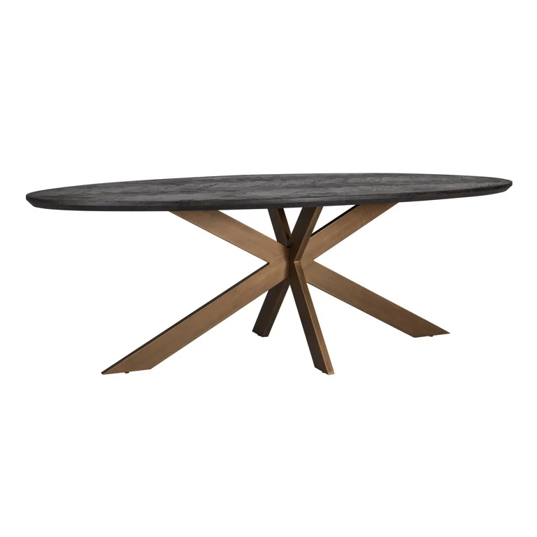 Blackbone | Esstisch oval (schwarz rustikal) L