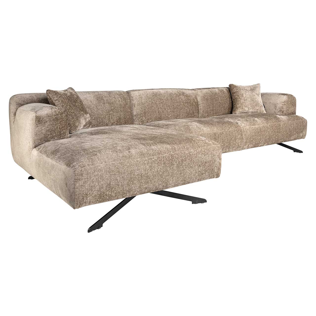 Sofa Donovan 3-Sitzer mit Lounge links aus Chenille (taupe)