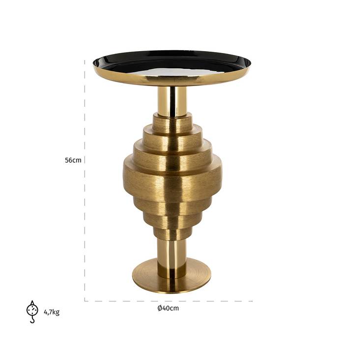 Beistelltisch Renao (schwarz/gold), von vorne aufgenommen. Modernes und elegantes Design mit den Maßen 56 x 40cm