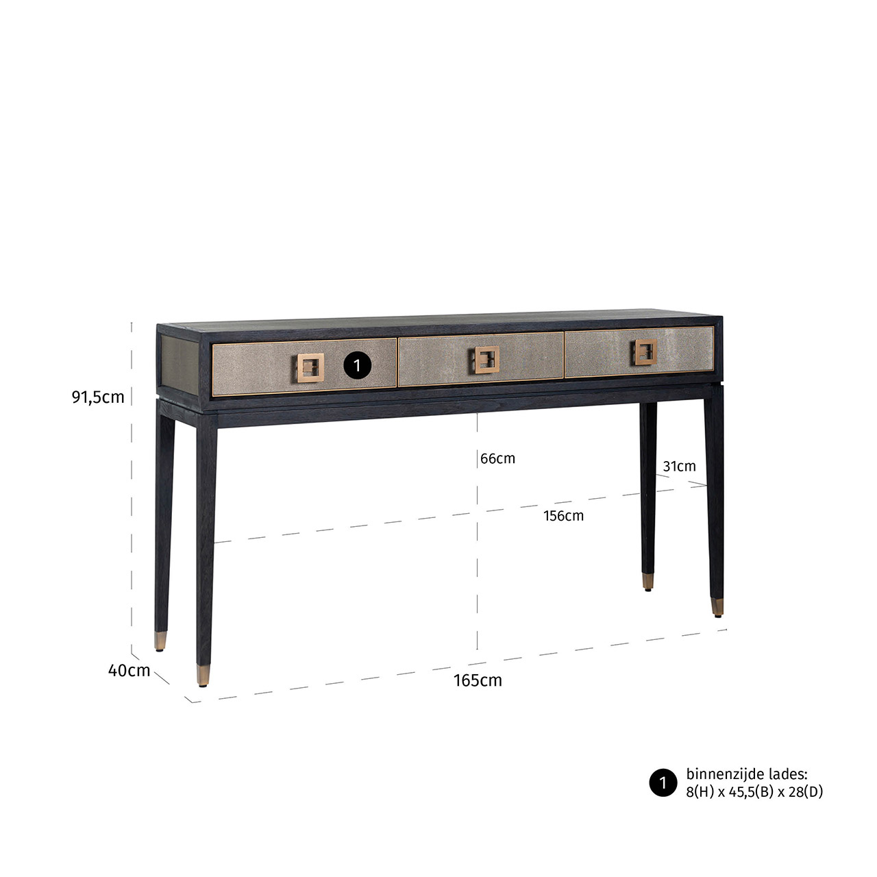 Bloomville | Ablagetisch mit 3 Schubladen (gold) Bloomville | Ablagetisch mit 3 Schubladen (gold)
