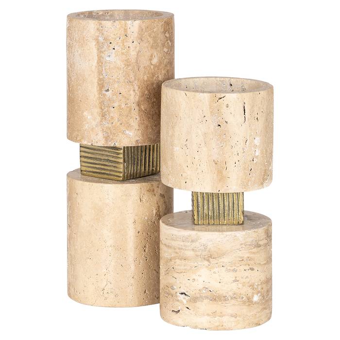 Nun stehen der große und der kleine Kerzenhalter Boaz (Beige) nebeneinander.
