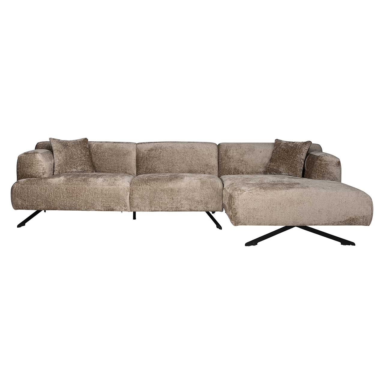 Sofa Donovan 3-Sitzer mit Lounge rechts aus Chenille (taupe)