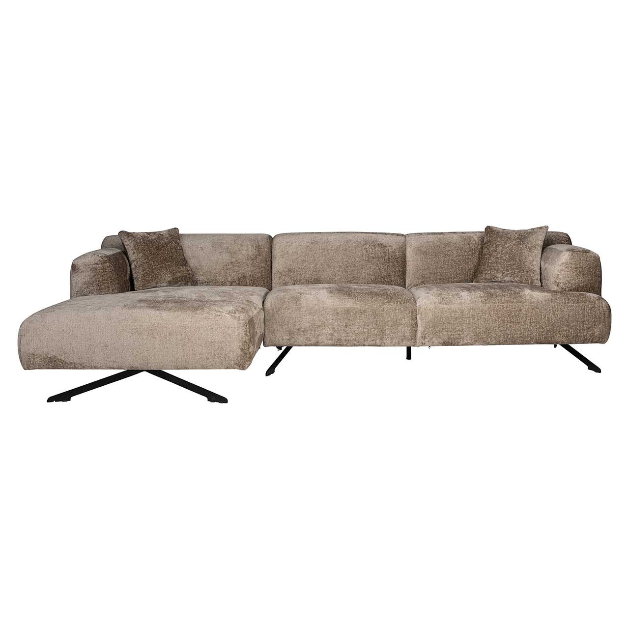 Sofa Donovan 3-Sitzer mit Lounge links aus Chenille (taupe)