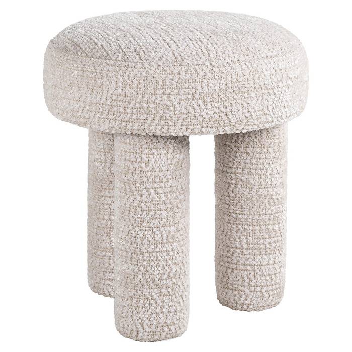 Hocker Pommery in Creme, charmantes Design, hochwertige Verarbeitung, stabiler Holzsockel – eleganter Akzent für Ihr Zuhause.