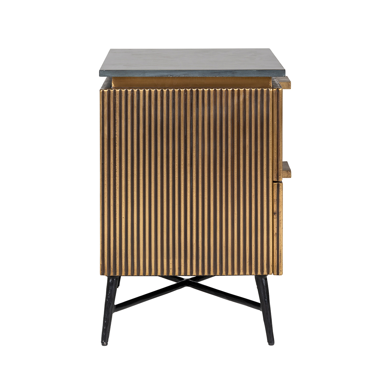 Ironville | Nachttisch mit 2 Schubladen (gold)