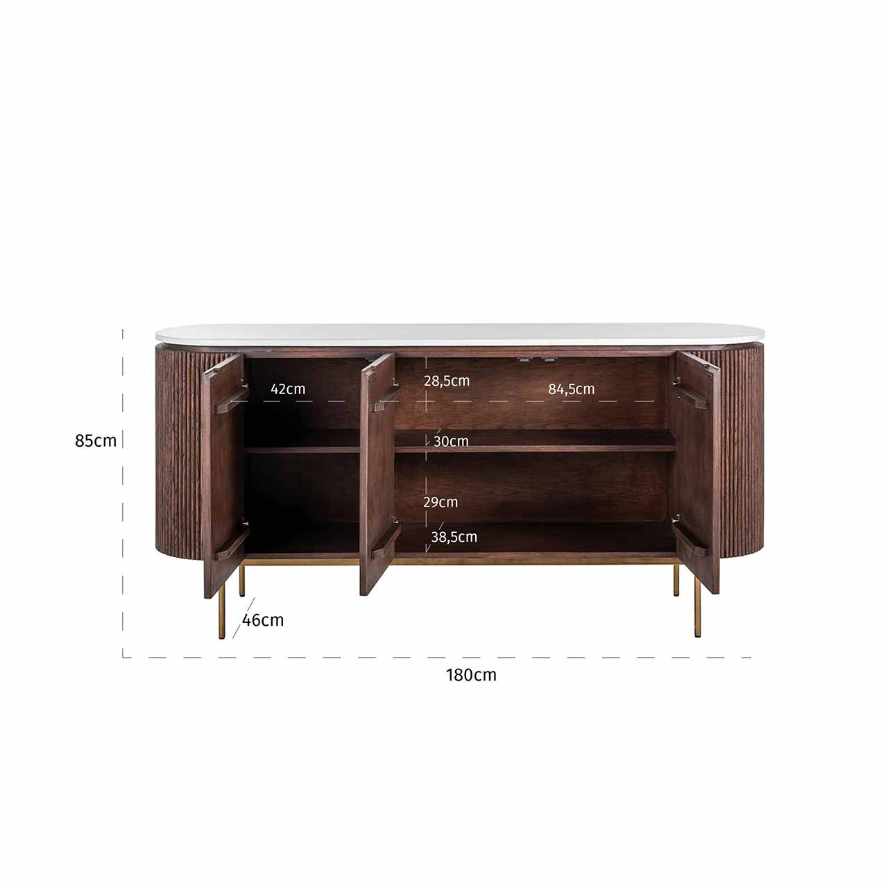 Barkley | Sideboard Barklex mit 3 Türen (brushed gold) Barkley | Sideboard Barklex mit 3 Türen (brushed gold)