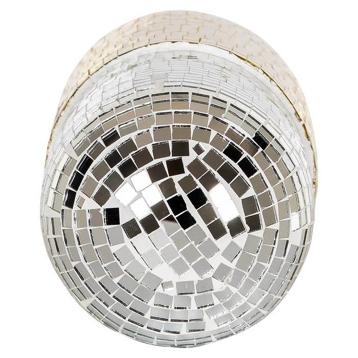 Deko-Objekt "Jimmy" von Richmond Decoration, goldene Tablette mit Spiegelstücken, im Discokugel-Stil, aus Polyresin, modernes Design für elegante Akzente.