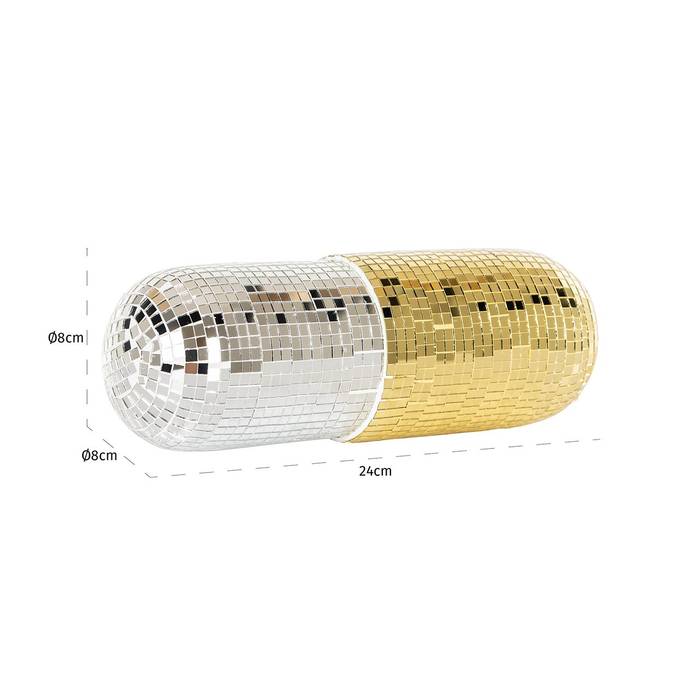 Deko-Objekt "Jimmy" von Richmond Decoration, goldene Tablette mit Spiegelstücken, im Discokugel-Stil, aus Polyresin, modernes Design für elegante Akzente.
