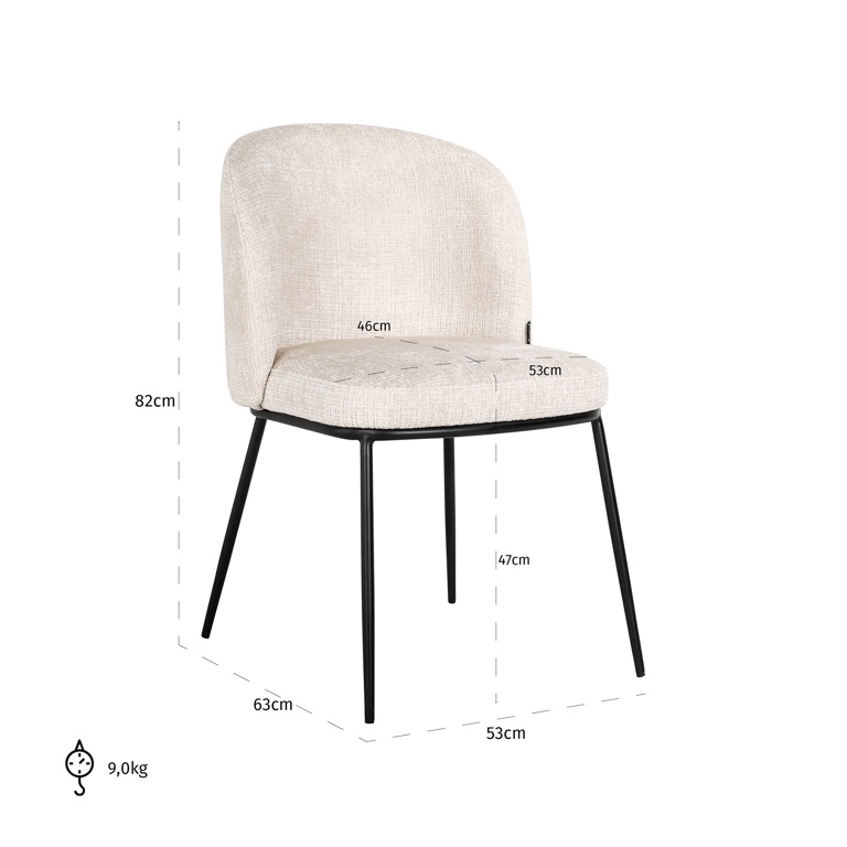 Stuhl Elvi aus Chenille (beige) Stuhl Elvi aus Chenille (beige)