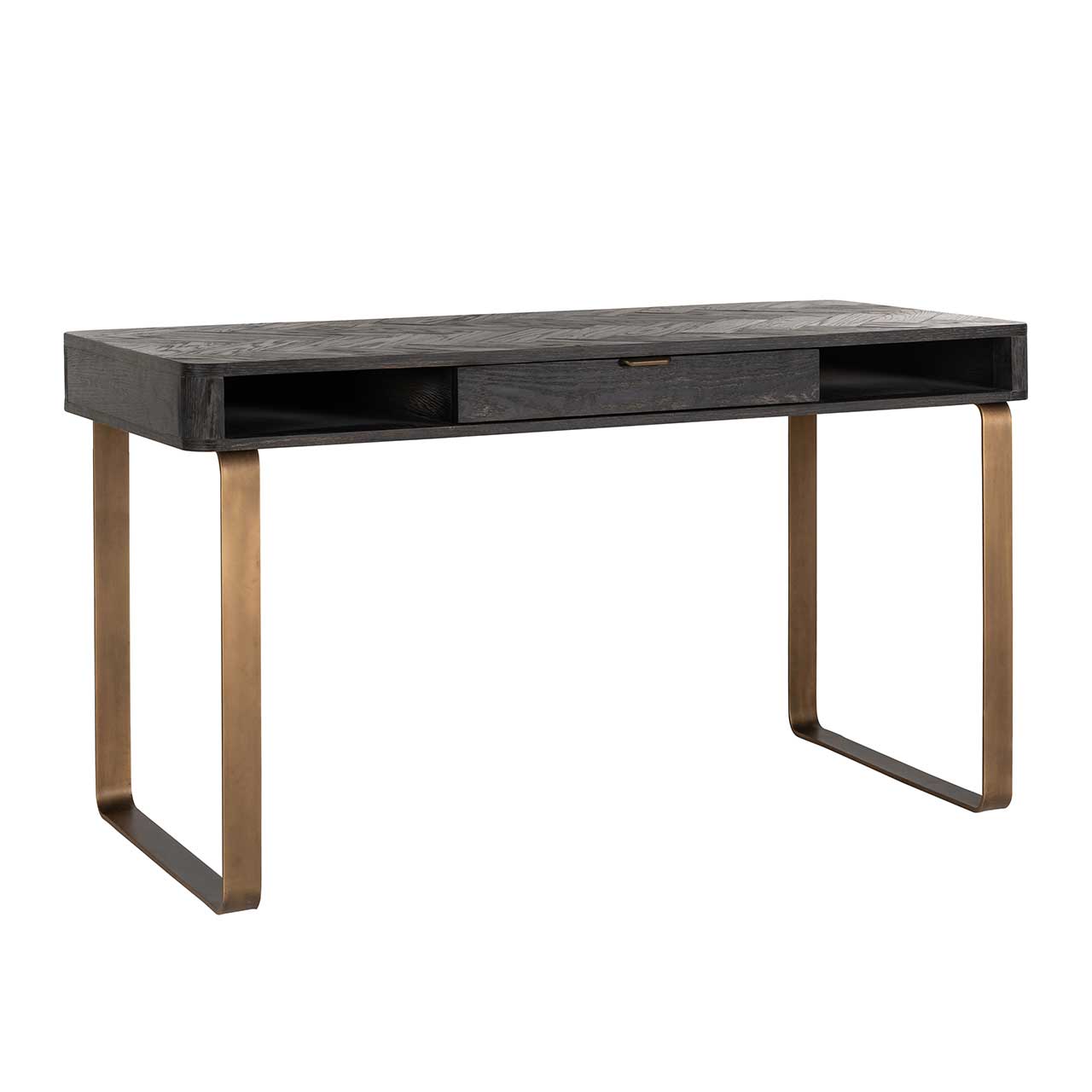 Blackbone (Brass) | Schreibtisch mit 1 Schublade (schwarz rustikal)