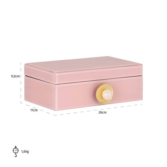 Aufbewahrungsbox Jamila groß (rosa), seitlich aufgenommen, mit den Maßen 9,5 x 11 x 26 cm. Modernes und stilvolles Design