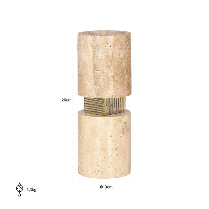 Der Kerzenhalter Boaz groß (Beige) wird nun mit den Maßen angezeigt: Er ist 10 cm breit und 26 cm hoch.