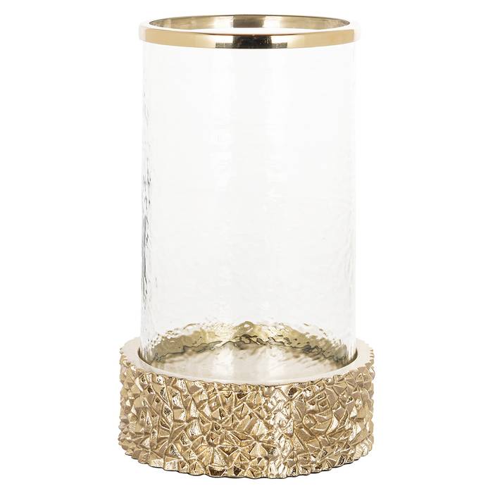 Windlicht Jailey gold (gold) , frontal aufgenommen. Modernes und stilvolles Design