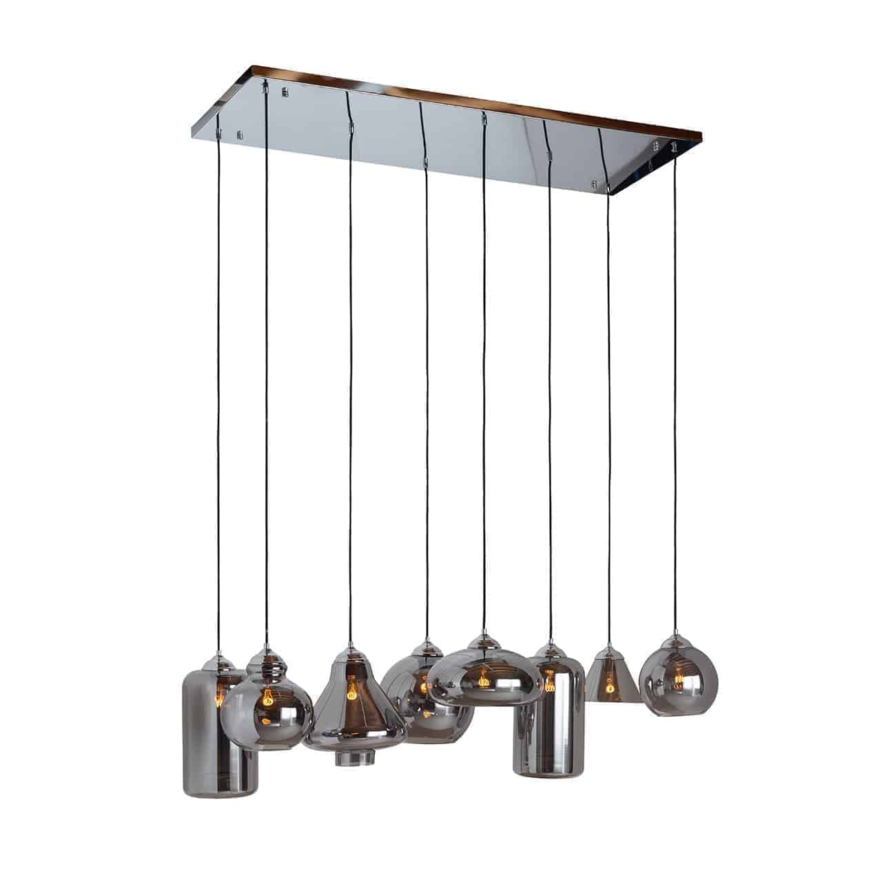 Richmond Decoration | Hängelampe Crosley mit 8 verschiedenen Lampen (silber)