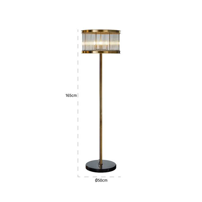 Stehleuchte Nadine in Bronze aus Eisen, Glas und Marmor, verleiht jedem Raum mit ihrem eleganten Design und sanfter Lichtverteilung eine luxuriöse Atmosphäre.