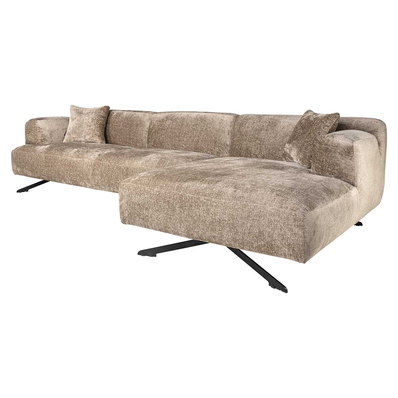 Sofa Donovan 3-Sitzer mit Lounge rechts aus Chenille (taupe)