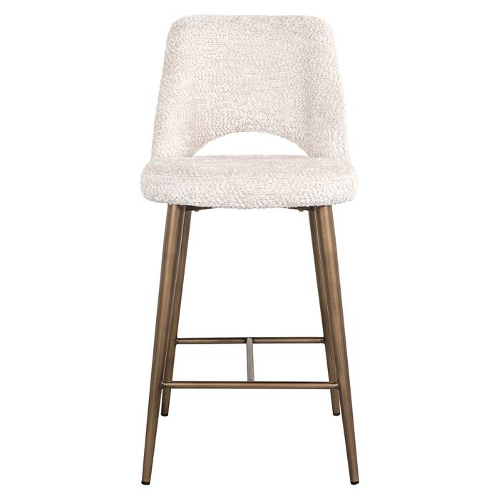 Thekenstuhl Delphine (Be Lovely 11 Cream), frontal aufgenommen. Modernes und elegantes Design, ideal für stilvolle Wohnräume