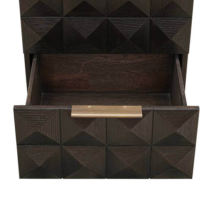 Nachttisch Claremont 2-Schubladen (braun) Das Bild zeigt das Innere der Schublade des Nachttisches Claremont (2-Schubladen, braun). Die hochwertige Verarbeitung und das geräumige Design der Schublade sind deutlich sichtbar.