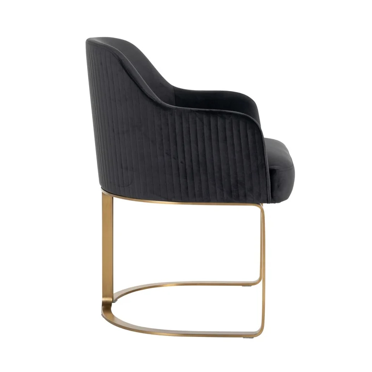 Stuhl Hadley aus Samt (anthrazit/gold)