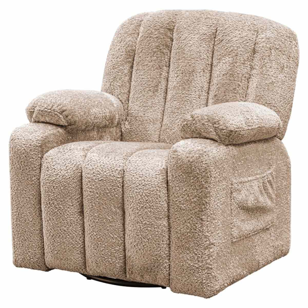 Relaxsessel Kinder Mickey (Sheep 01 nature) Das Bild zeigt den Relaxsessel Kinder Mickey (Sheep 01 Nature). Der Sessel hat eine weiche, cremefarbene Polsterung.