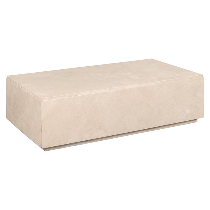 Couchtisch Stanford (Beige), seitlich frontal aufgenommen. Modernes und elegantes Design
