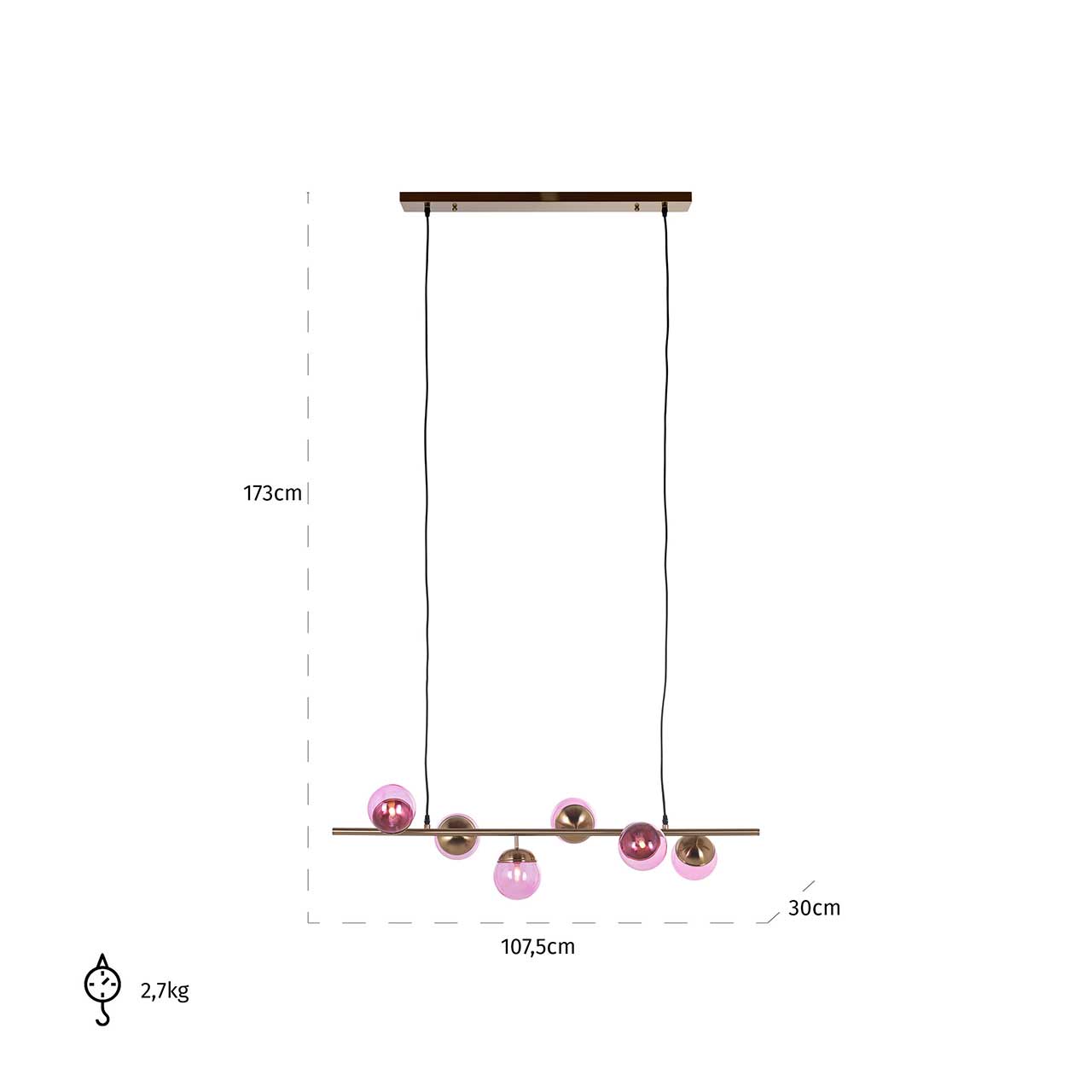 Hängelampe Bente (brushed gold/rosa)
