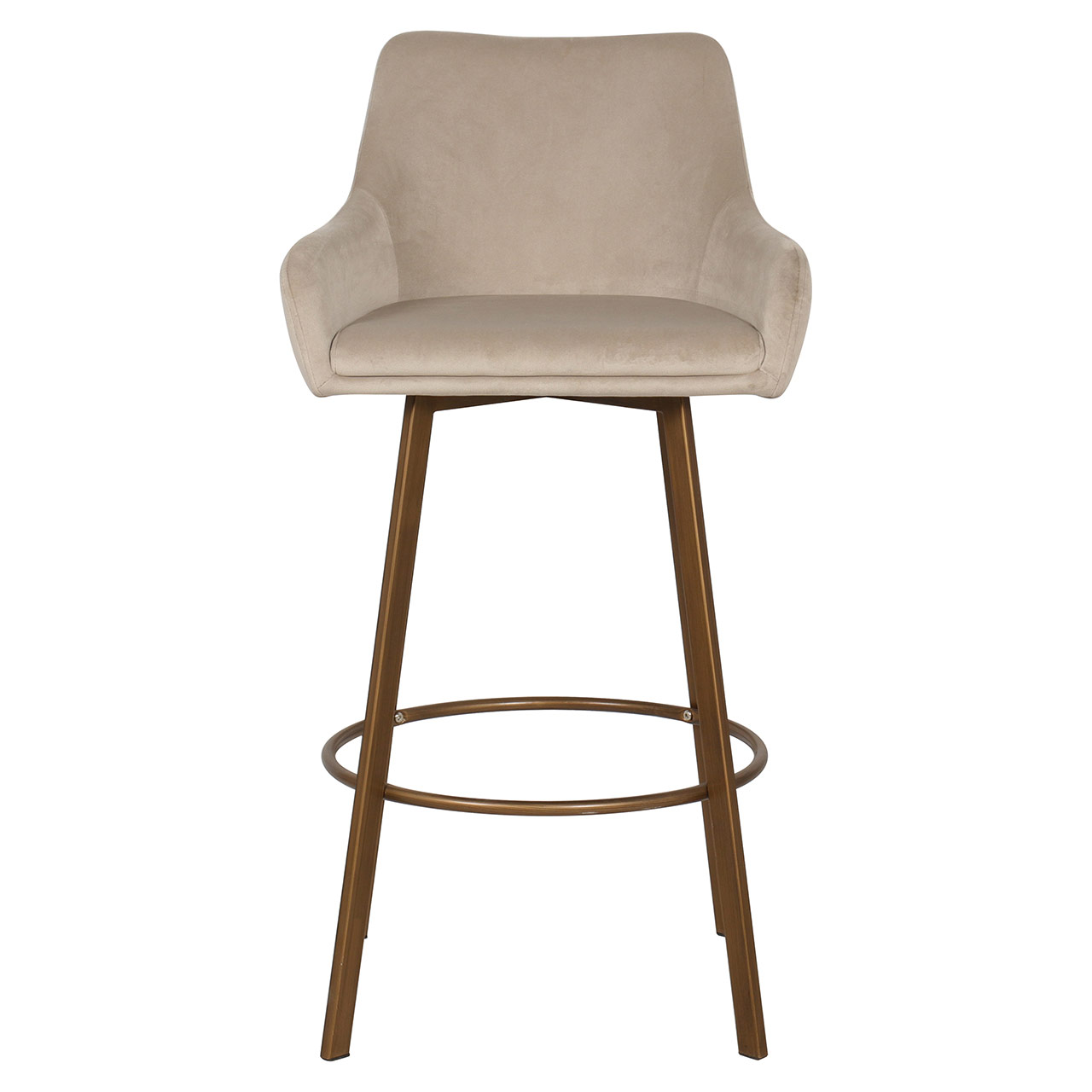 Barhocker Cressida aus Samt mit hoher Rückenlehne 2-er Set (khaki)
