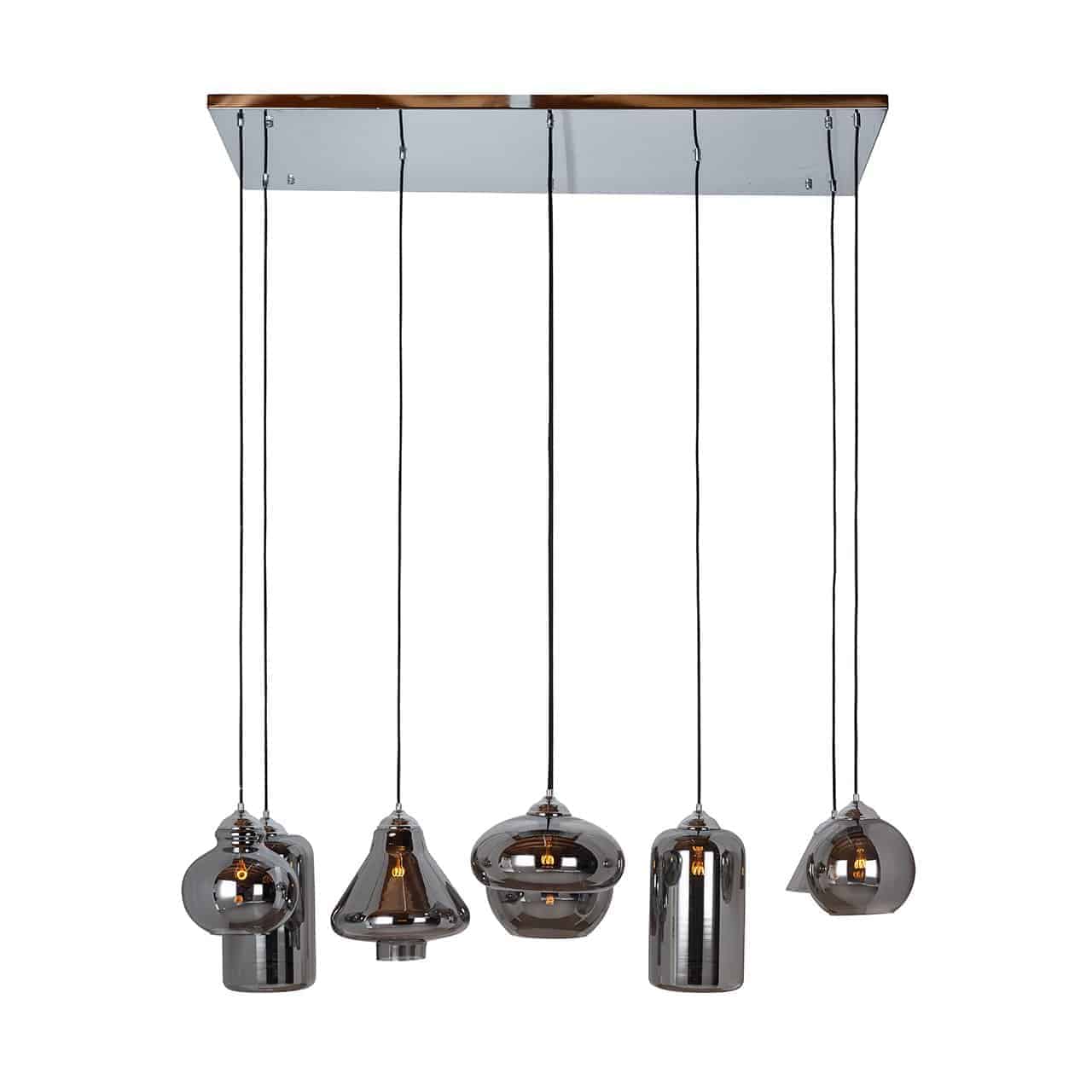Hängelampe Crosley mit 8 verschiedenen Lampen (silber)