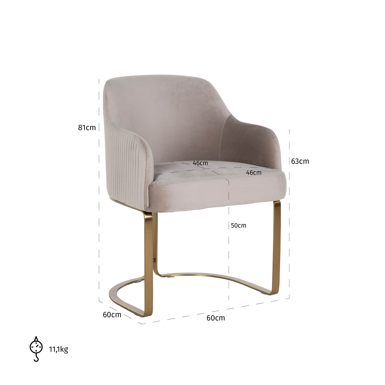 Stuhl Hadley aus Samt (khaki)