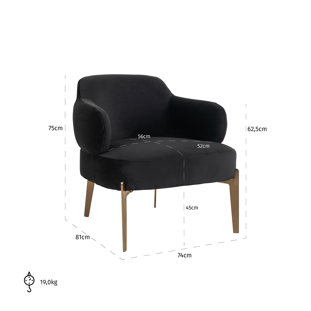 Sessel Venus aus Samt (anthrazit)