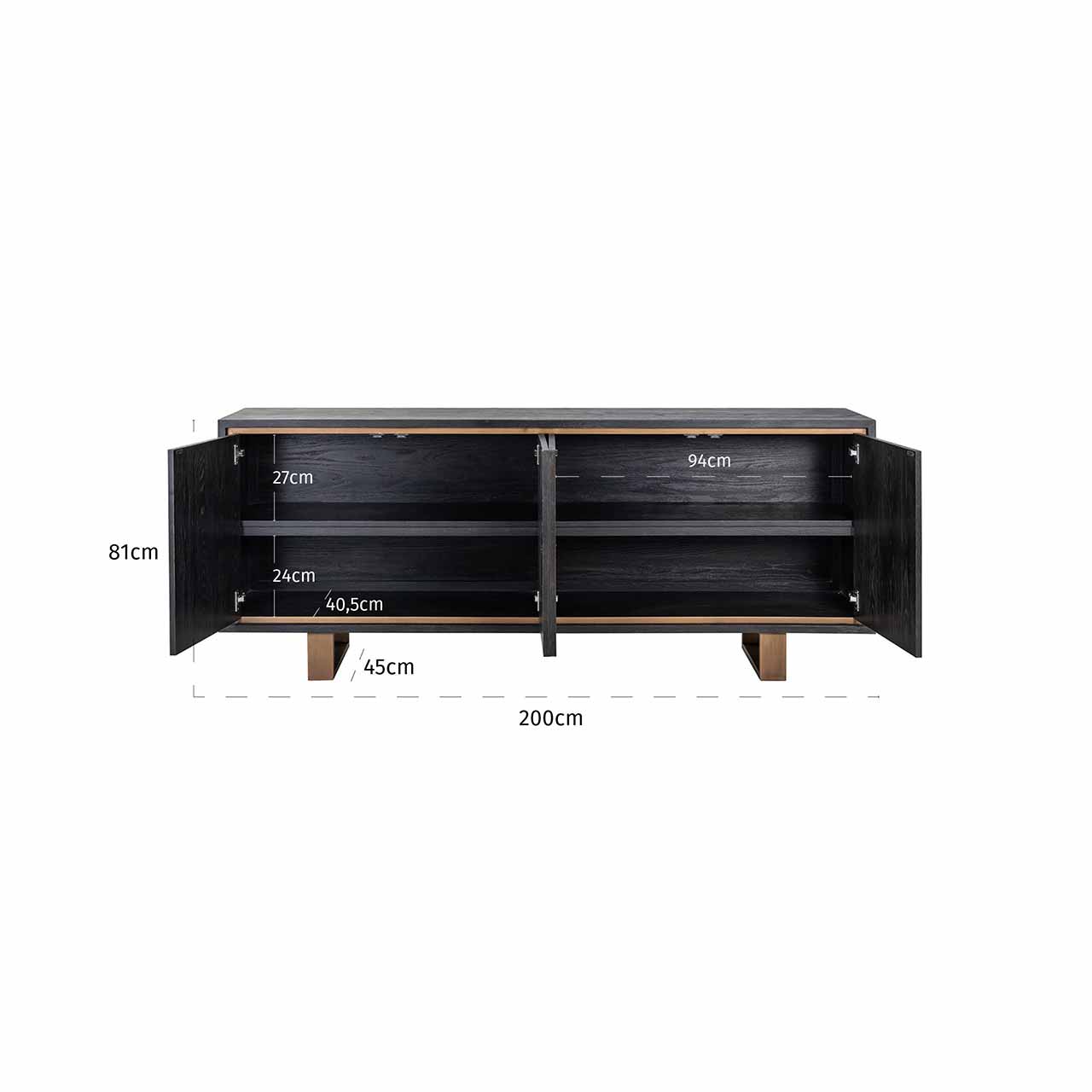 Hunter | Sideboard mit 4 Türen (schwarz rustikal)