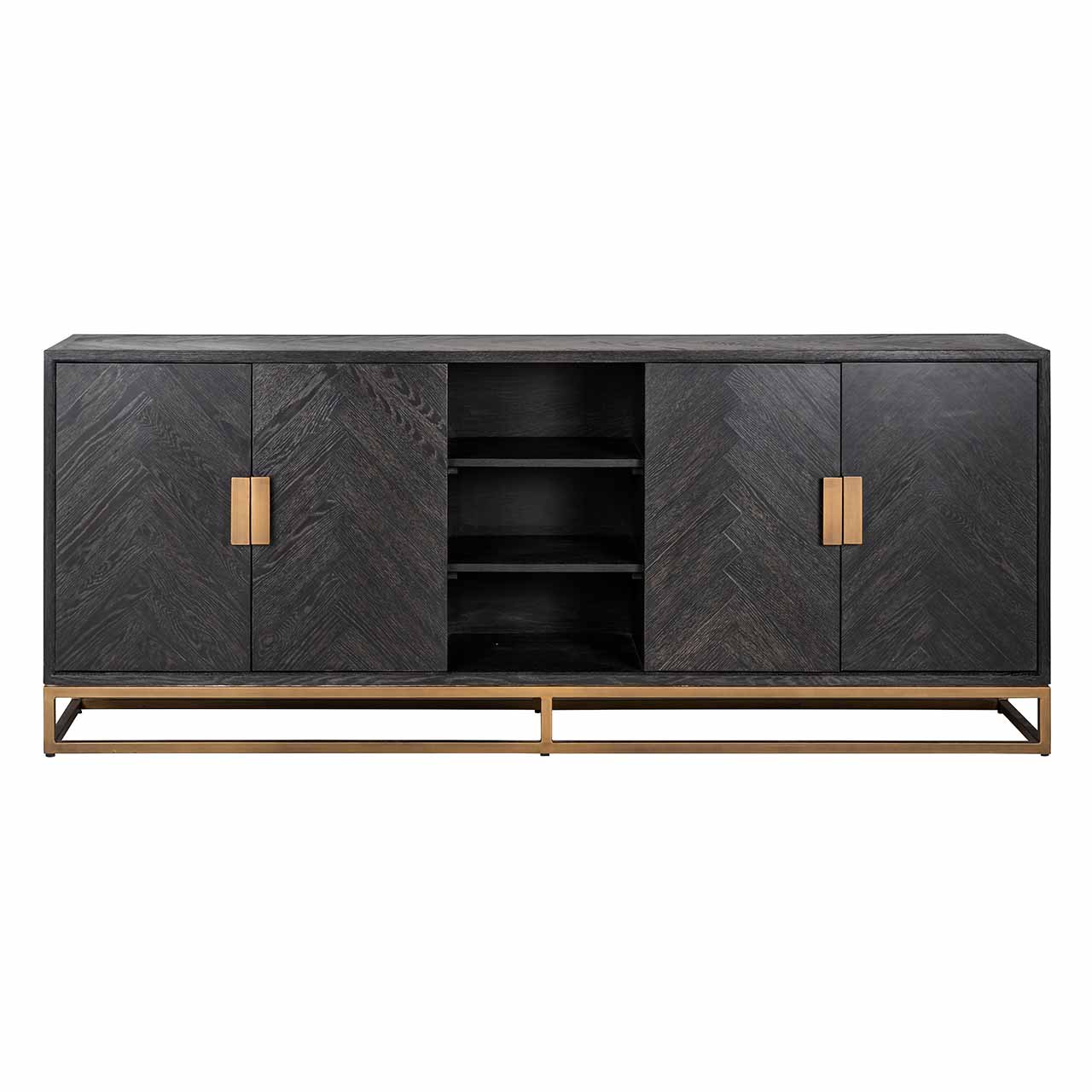 Blackbone (Brass) | Sideboards mit 4 Türen (schwarz rustikal)