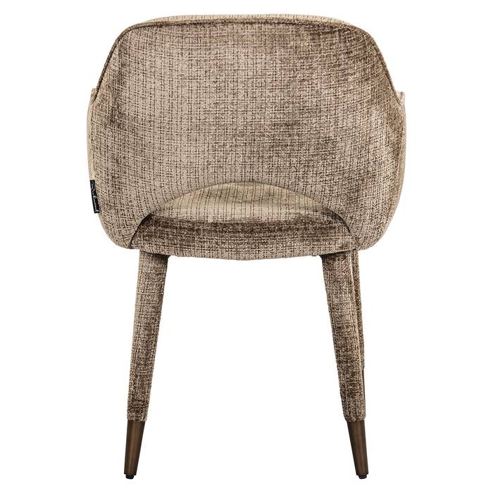 Esszimmerstuhl Donnatella (Niagara 104 Stone Chenille), von hinten aufgenommen. Modernes und elegantes Design