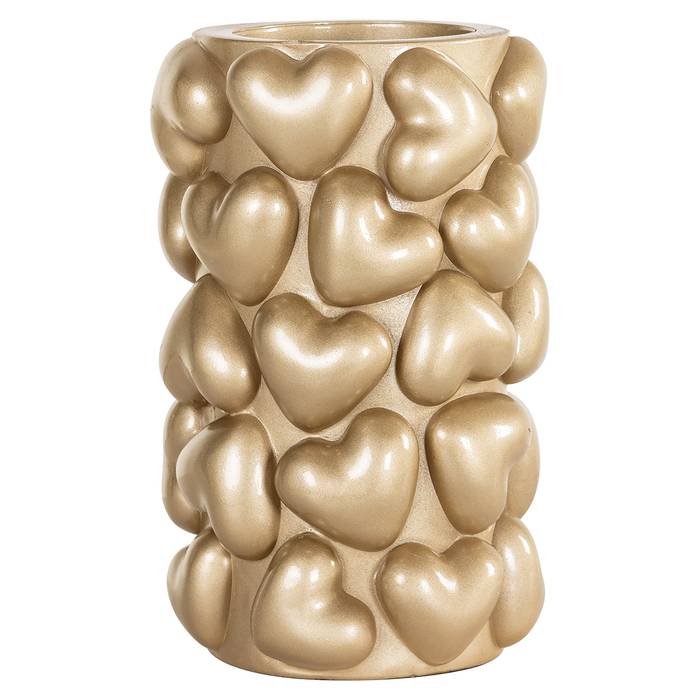 Der Kerzenhalter Anne Herzen klein (Gold) hat ein elegantes Design mit mehreren herzförmigen Ornamenten.
