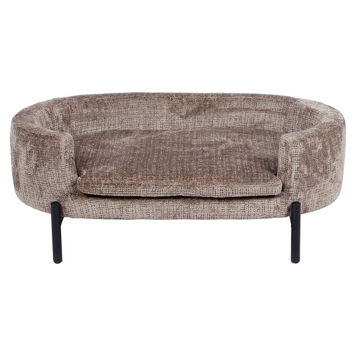 Das Bild zeigt das Haustierbett Dolly (stone chenille) von vorne.