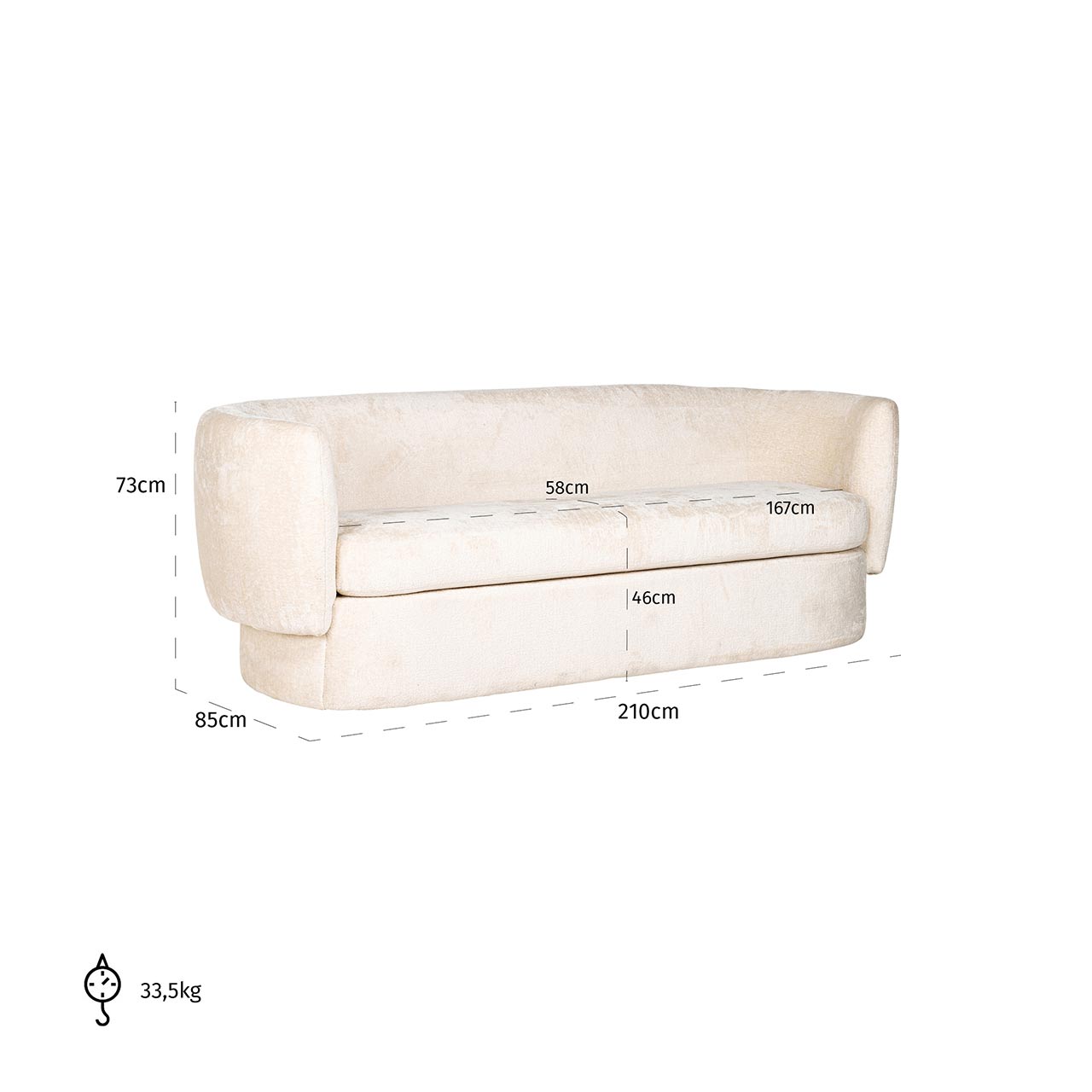 Sofa Donatella aus Chenille (weiß)