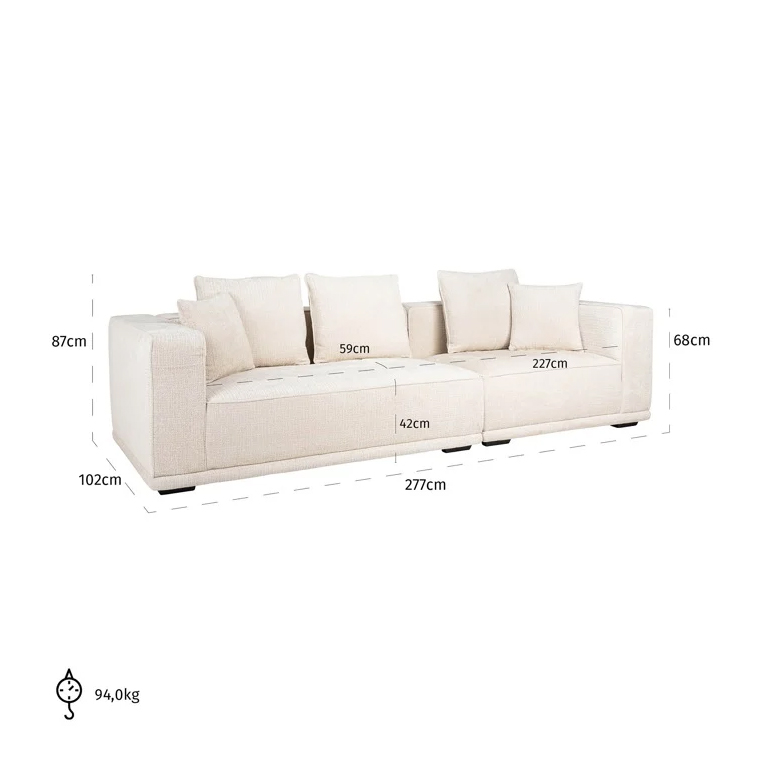 Lusso | Sofa 3-Sitzer aus Chenille (beige) Lusso | Sofa 3-Sitzer aus Chenille (beige)