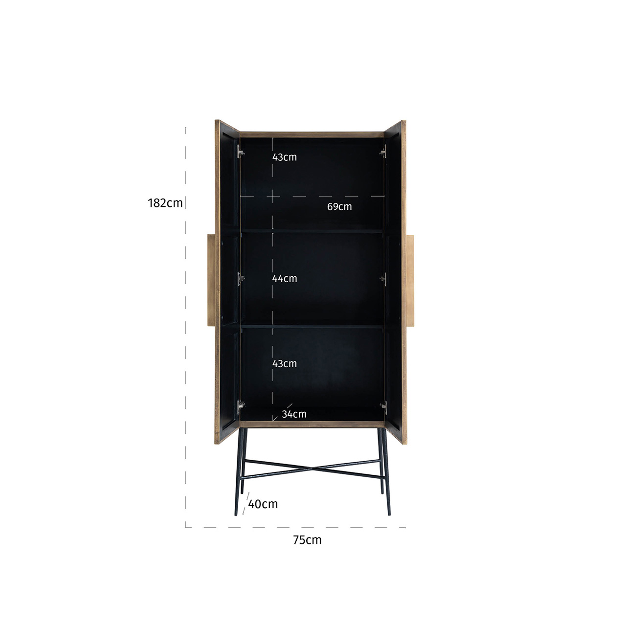Ironville | Schrank mit 2 Türen (gold)